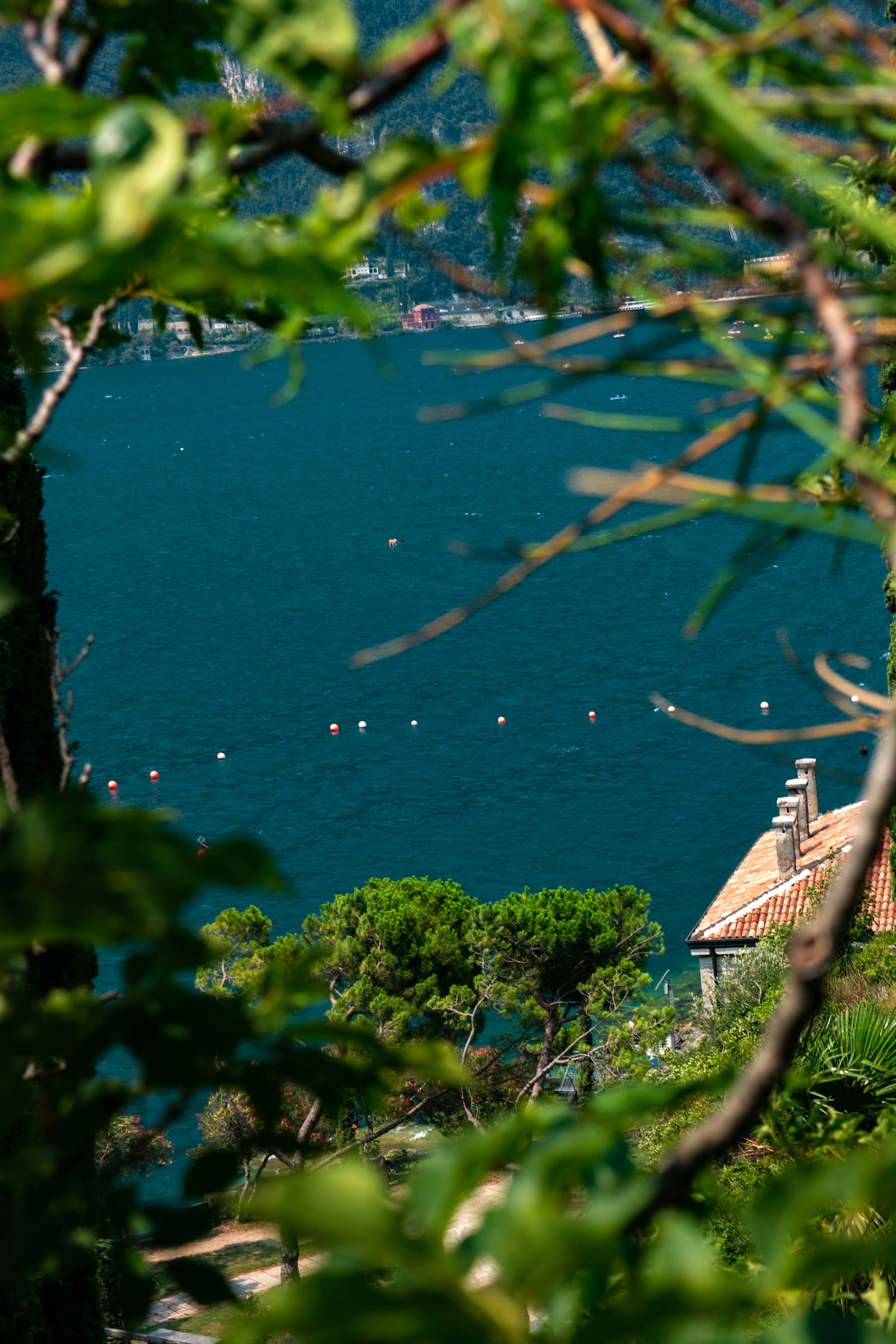 A gravel rider descending towards Lake Garda at the end of an alpine crossing